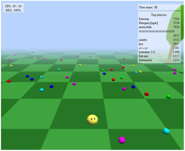 Обзор игрового поля Agario 3D