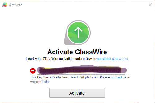 Код активации для Glasswire