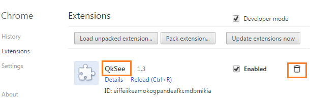 Удаление вируса QkSee из Google Chrome